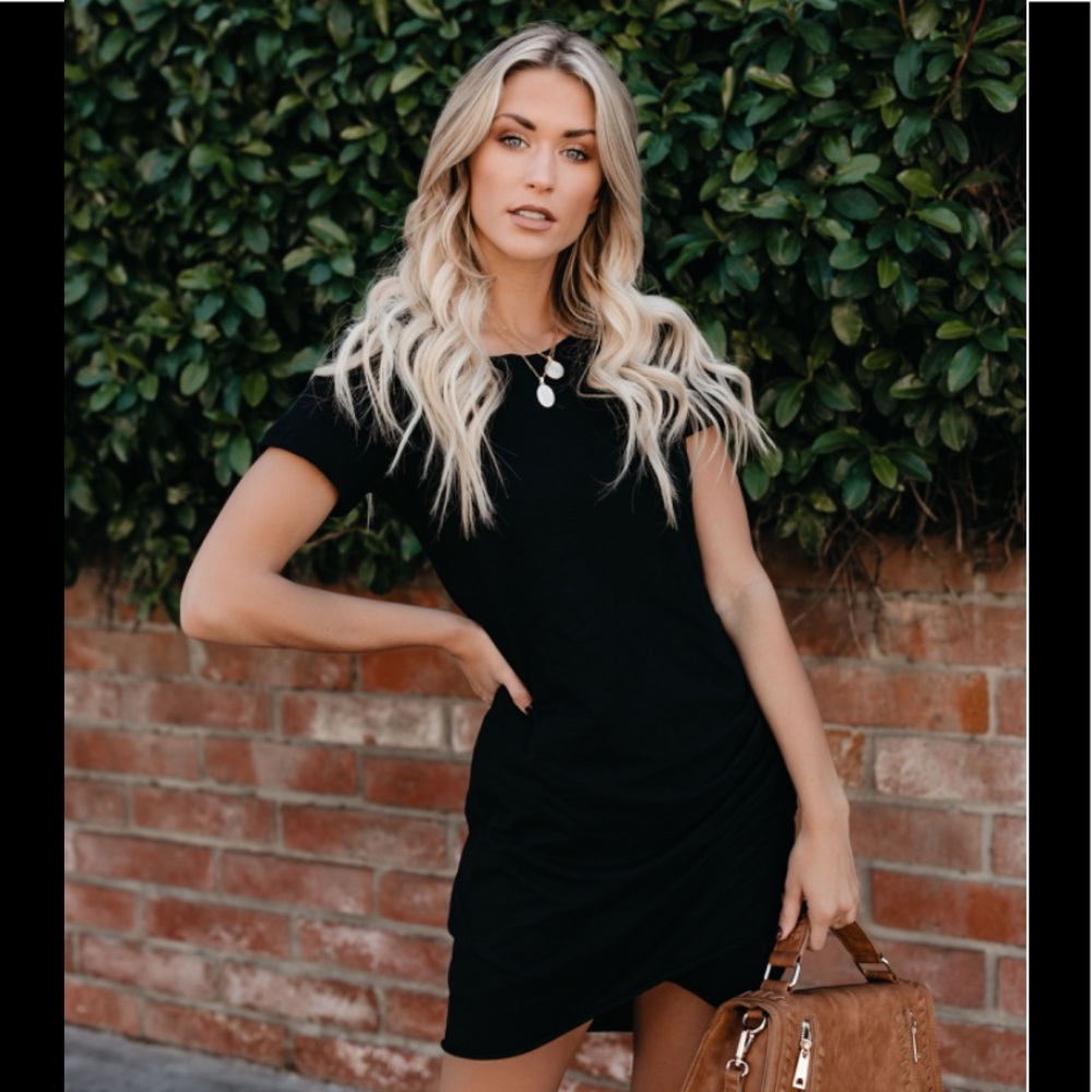 NWOT Black ruched shirt dress